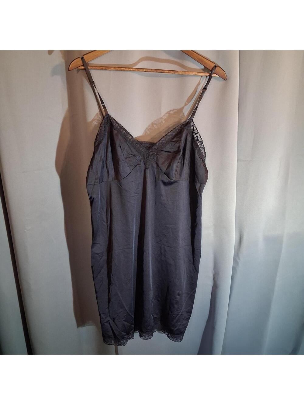 Vanity Fair Black Nylon Slip Dress Size 40